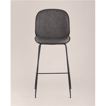 Комплект из двух стульев|Stool Group|Beetle со спинкой серый, экокожа, каркас металлический 2 шт