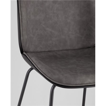 Комплект из двух стульев|Stool Group|Beetle со спинкой серый, экокожа, каркас металлический 2 шт