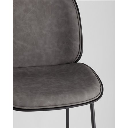 Комплект из двух стульев|Stool Group|Beetle со спинкой серый, экокожа, каркас металлический 2 шт