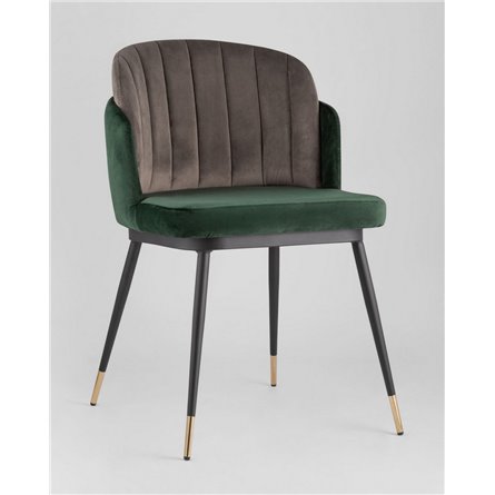Комплект из двух стульев|Stool Group|Пенелопа велюр зеленый коричневый ножки металл 2 шт