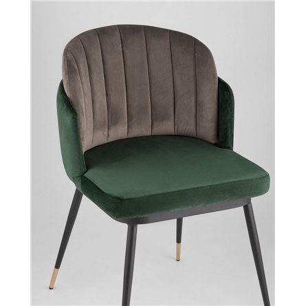 Комплект из двух стульев|Stool Group|Пенелопа велюр зеленый коричневый ножки металл 2 шт