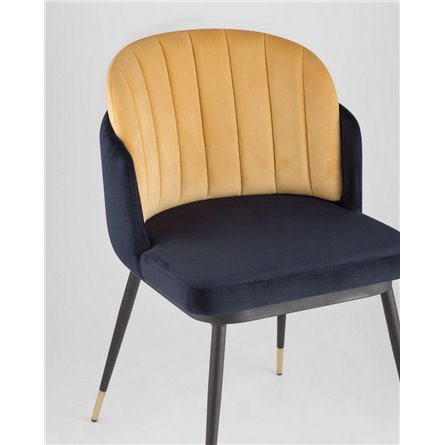 Комплект из двух стульев|Stool Group|Пенелопа велюр синий желтый ножки металл 2 шт