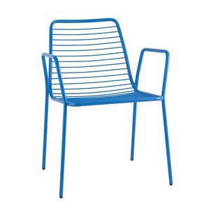 Стул с подлокотниками Дели металл голубой