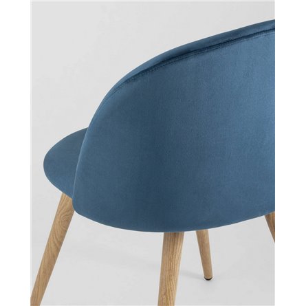 Комплект из четырех стульев|Stool Group|Лион голубой, сиденье и спинка из голубого велюра, ножки из металла с принтом под натура