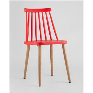 Комплект из четырех стульев|Stool Group|Морган красный, ножки металлические с принтом под дерево