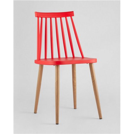 Комплект из четырех стульев|Stool Group|Морган красный, ножки металлические с принтом под дерево