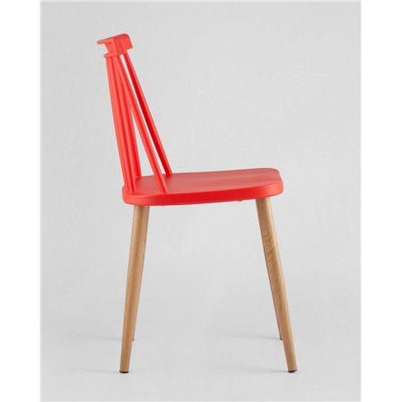 Комплект из четырех стульев|Stool Group|Морган красный, ножки металлические с принтом под дерево