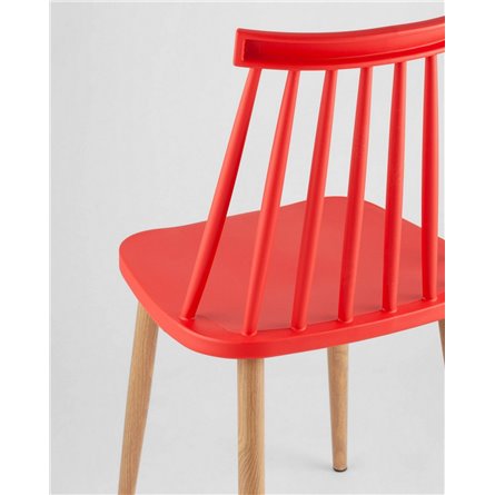 Комплект из четырех стульев|Stool Group|Морган красный, ножки металлические с принтом под дерево