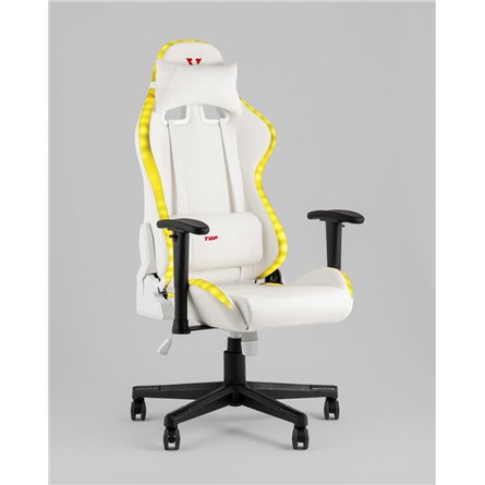 Игровое кресло|TopChairs|спортивное с подсветкой TopChairs GMM-080 белый на черной базе