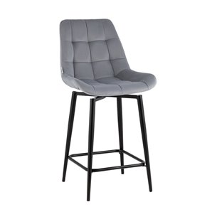 Стул полубарный Флекс с поворотным механизмом велюр велютто серый