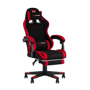 Кресло спортивное TopChairs Prophet с оттоманкой ткань черно-красный