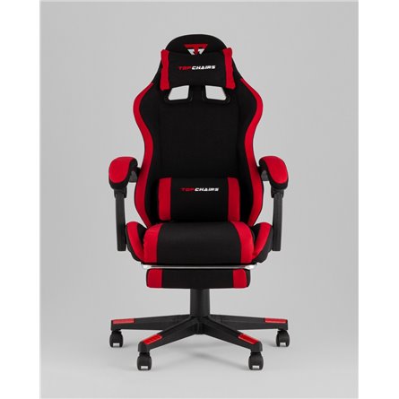 Компьютерное кресло|TopChairs|TopChairs Prophet с оттоманкой, ткань, черно-красный