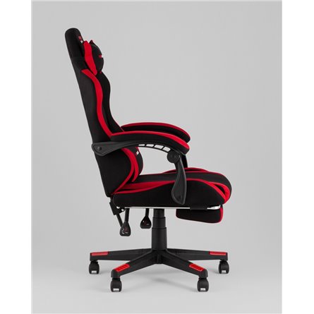 Компьютерное кресло|TopChairs|TopChairs Prophet с оттоманкой, ткань, черно-красный