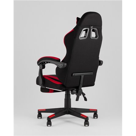 Компьютерное кресло|TopChairs|TopChairs Prophet с оттоманкой, ткань, черно-красный