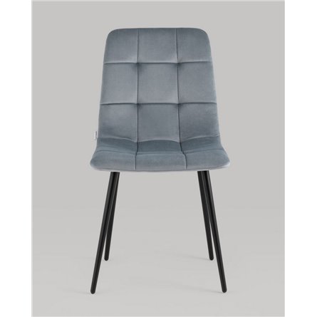 Комплект из четырех стульев|Stool Group|Одди велюр серый обеденный ножки металл черный