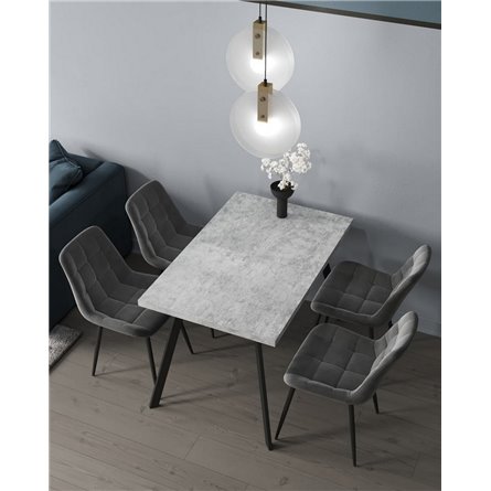 Комплект из четырех стульев|Stool Group|Флекс велюр серый ножки из металла черные