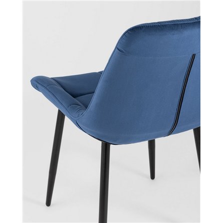 Комплект из четырех стульев|Stool Group|Флекс велюр синий ножки из металла черные