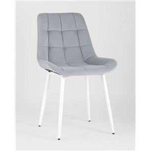 Комплект из четырех стульев|Stool Group|Флекс велюр светло-серый белые ножки из металла