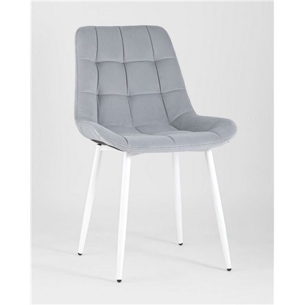 Комплект из четырех стульев|Stool Group|Флекс велюр светло-серый белые ножки из металла