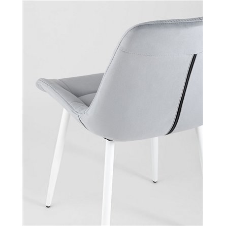 Комплект из четырех стульев|Stool Group|Флекс велюр светло-серый белые ножки из металла