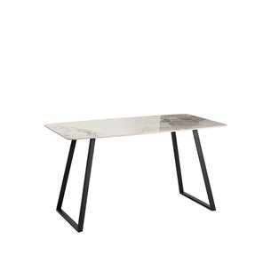 Стол обеденный Vermont 140*80 см керамика светлая ножки черные