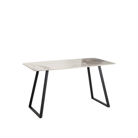 Стол обеденный Vermont 140*80 см керамика светлая ножки черные