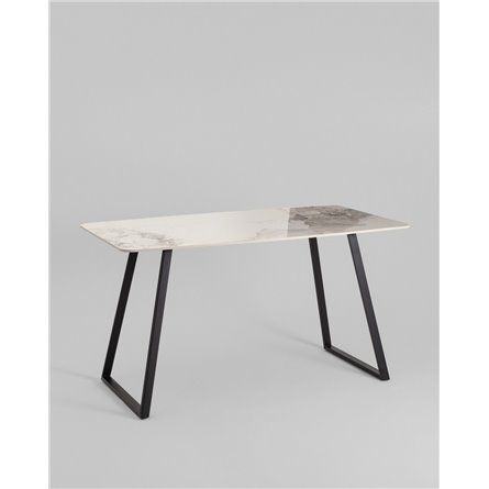 Обеденный стол|Stool Group|Vermont 140*80 см керамика светлая ножки черные