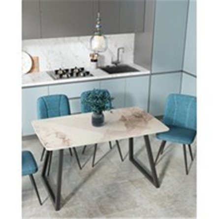 Обеденный стол|Stool Group|Vermont 140*80 см керамика светлая ножки черные