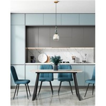 Обеденный стол|Stool Group|Vermont 140*80 см керамика светлая ножки черные