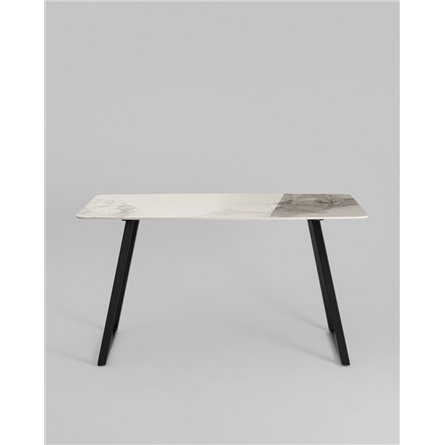 Обеденный стол|Stool Group|Vermont 140*80 см керамика светлая ножки черные