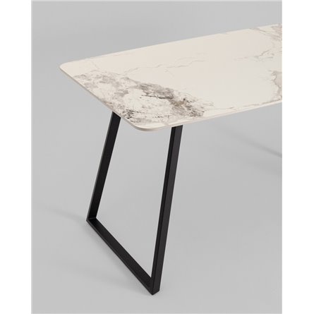 Обеденный стол|Stool Group|Vermont 140*80 см керамика светлая ножки черные