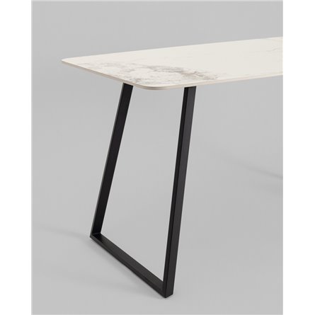 Обеденный стол|Stool Group|Vermont 140*80 см керамика светлая ножки черные