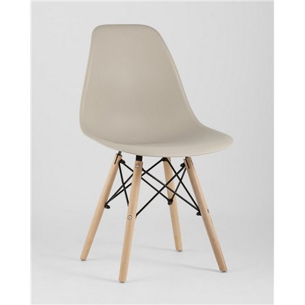 Стул|Stool Group|Eames Style DSW бежевый пластик, стальной каркас, натуральный массив бука