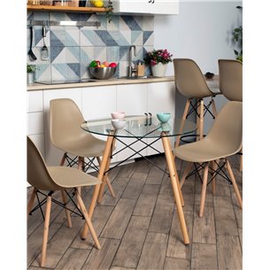Стул|Stool Group|Eames Style DSW бежевый пластик, стальной каркас, натуральный массив бука