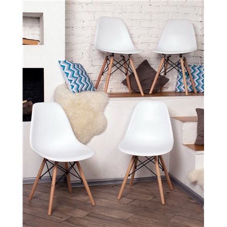 Стул|Stool Group|Eames Style DSW белый пластик, стальной каркас, натуральный массив бука