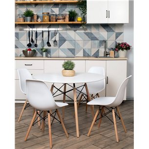 Стул|Stool Group|Eames Style DSW белый пластик, стальной каркас, натуральный массив бука