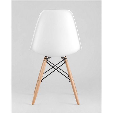 Стул|Stool Group|Eames Style DSW белый пластик, стальной каркас, натуральный массив бука