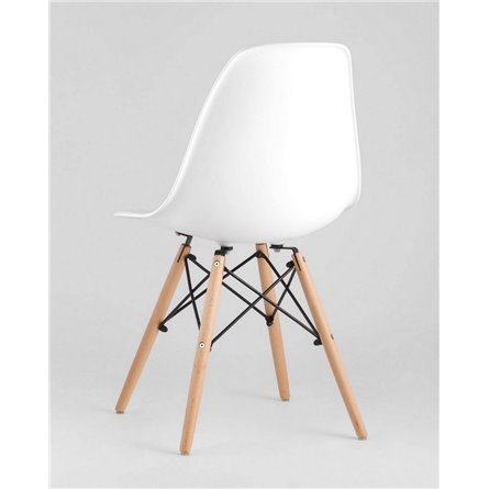 Стул|Stool Group|Eames Style DSW белый пластик, стальной каркас, натуральный массив бука