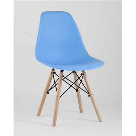 Стул|Stool Group|Eames Style DSW голубой пластик, стальной каркас, натуральный массив бука