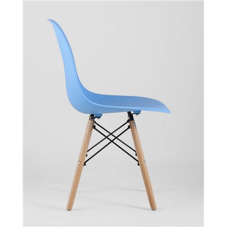 Стул|Stool Group|Eames Style DSW голубой пластик, стальной каркас, натуральный массив бука