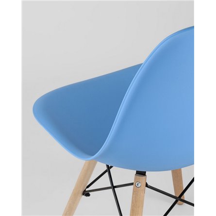 Стул|Stool Group|Eames Style DSW голубой пластик, стальной каркас, натуральный массив бука
