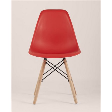 Стул|Stool Group|Eames Style DSW красный пластик, стальной каркас, натуральный массив бука