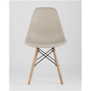 Комплект из четырех стульев|Stool Group|Eames Style DSW бежевый пластик, стальной каркас, натуральный массив бука