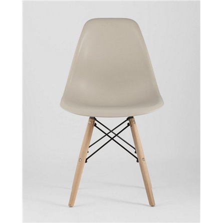 Комплект из четырех стульев|Stool Group|Eames Style DSW бежевый пластик, стальной каркас, натуральный массив бука