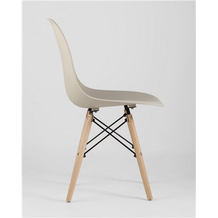 Комплект из четырех стульев|Stool Group|Eames Style DSW бежевый пластик, стальной каркас, натуральный массив бука
