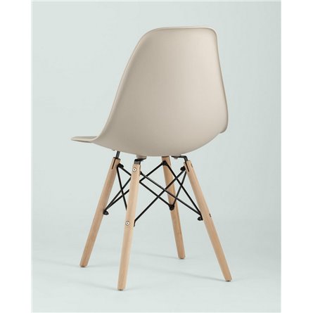 Комплект из четырех стульев|Stool Group|Eames Style DSW бежевый пластик, стальной каркас, натуральный массив бука