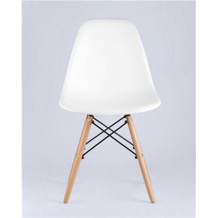 Комплект из четырех стульев|Stool Group|Eames Style DSW белый пластик, стальной каркас, натуральный массив бука