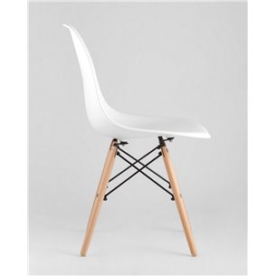 Комплект из четырех стульев|Stool Group|Eames Style DSW белый пластик, стальной каркас, натуральный массив бука