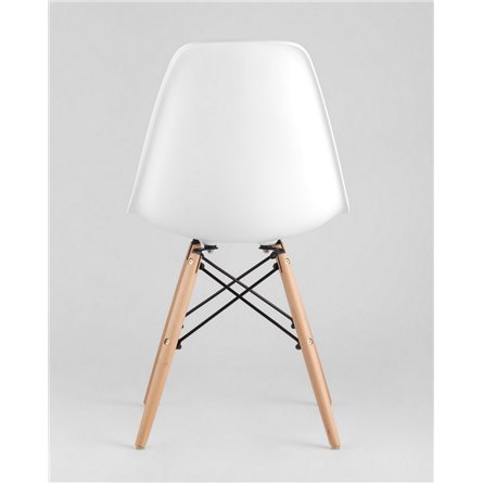 Комплект из четырех стульев|Stool Group|Eames Style DSW белый пластик, стальной каркас, натуральный массив бука
