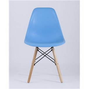 Комплект из четырех стульев|Stool Group|Eames Style DSW голубой пластик, стальной каркас, натуральный массив бука